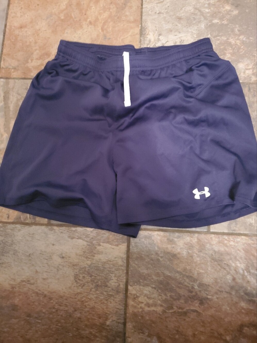 Under Armour Women's Navy Athletic Shorts with White Drawcord